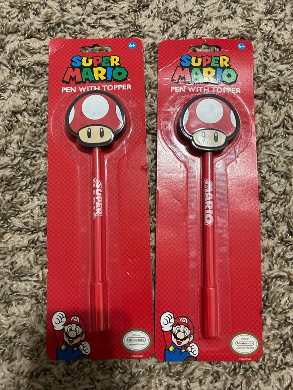 Nintendo Super Mario White Cardback Pen Packaging - Pair